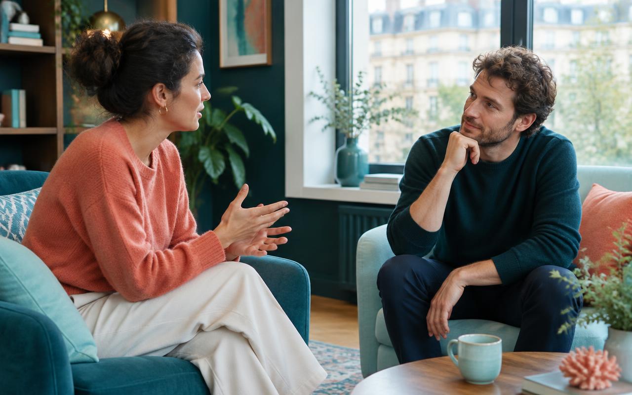 Two colleagues discussing a thoughtful question